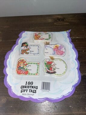 Vintage New Old Stock 100 Christmas Gift Tags Paper With String